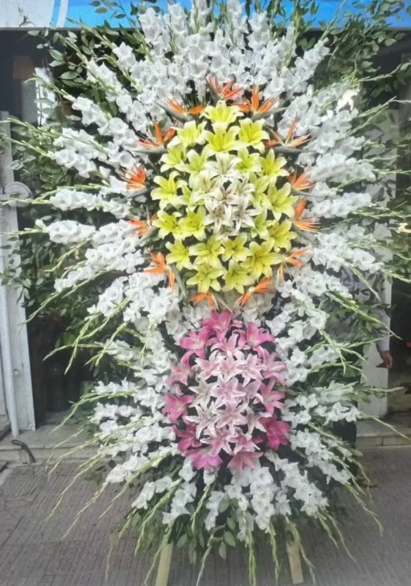 تاچ گل طبیعی دو طبقه ترکیبی لیلیوم