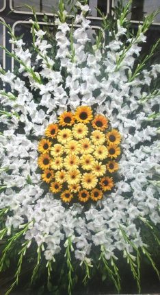 تاچ گل طبیعی یک طبقه ژربرا